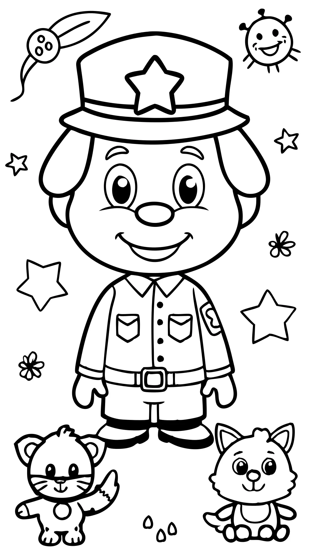 coloring page of a police officer